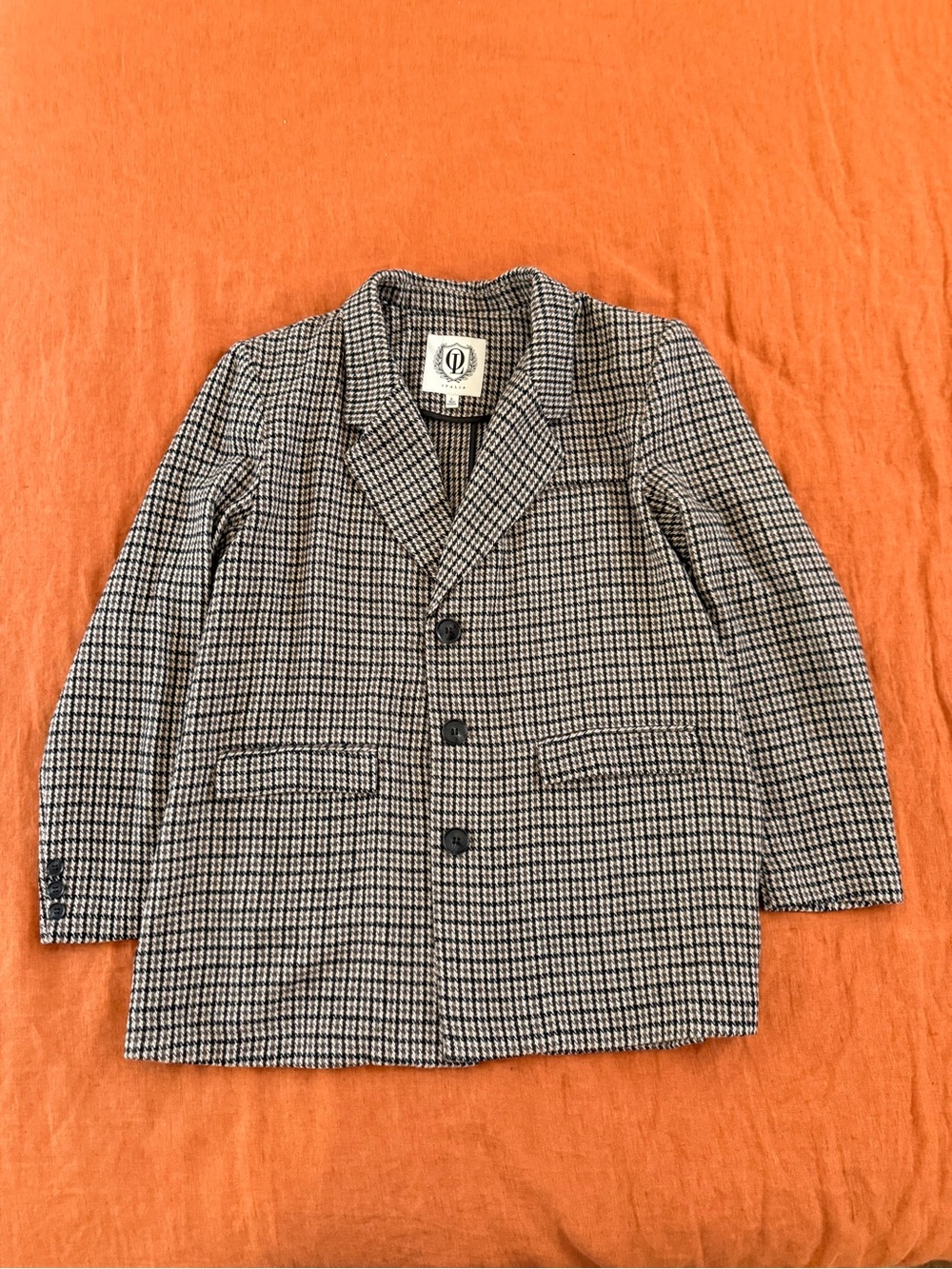 Women's Houndstooth Blazer Jacket - Black & White